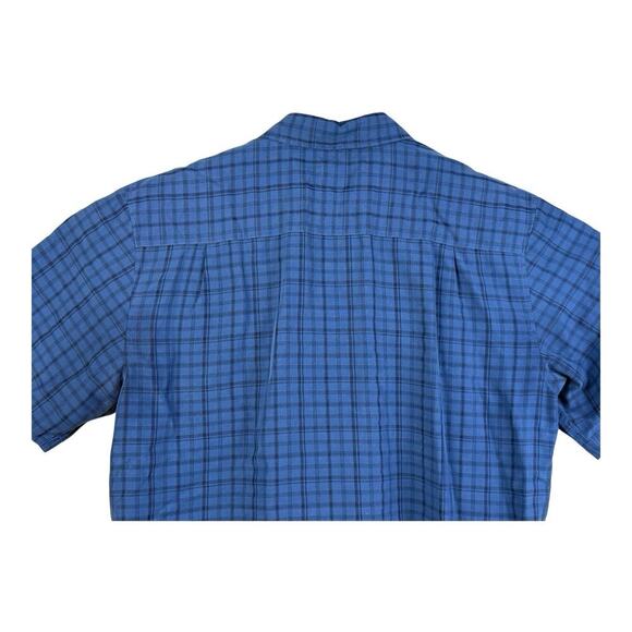 Quiksilver Waterman Shirt Mens XL Blue Check Short Sleeve Beach Tropical Pocket - Picture 5 of 11